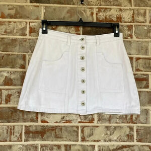 Mignon Jean White Button Up Denim Mini Skirt